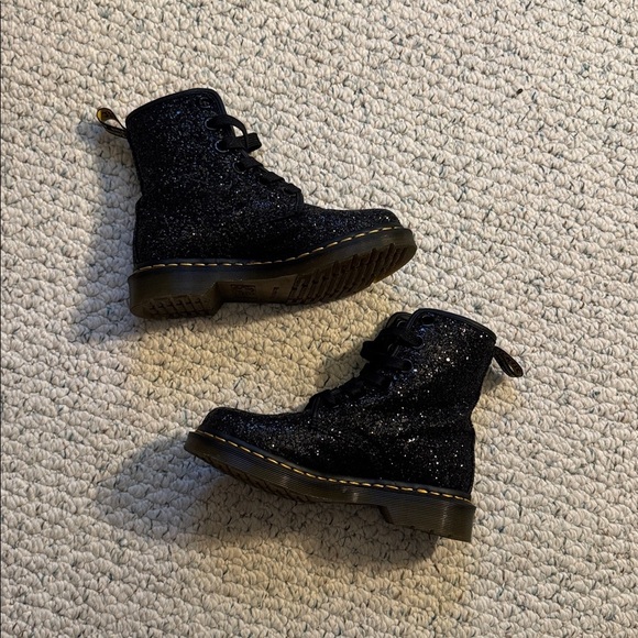 Dr. Martens Shoes - Dr. Martens Black Glitter 1460 Farrah Boots
